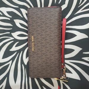 Michael Kors Monogram Flame Jet Set Continental Wallet Wristlet